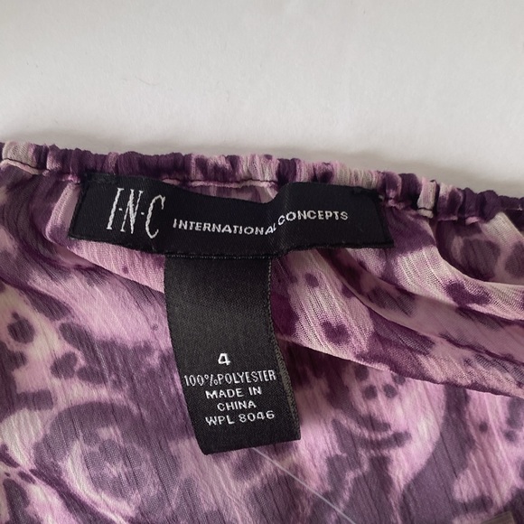 NWT woman’s size 4 purple/white INC Inernational Concepts blouse - Picture 3 of 7